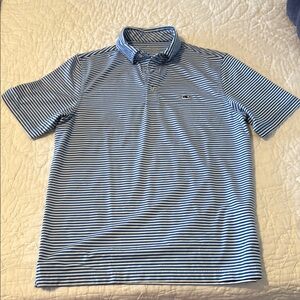 Men's Blue Striped Polo Shirt
